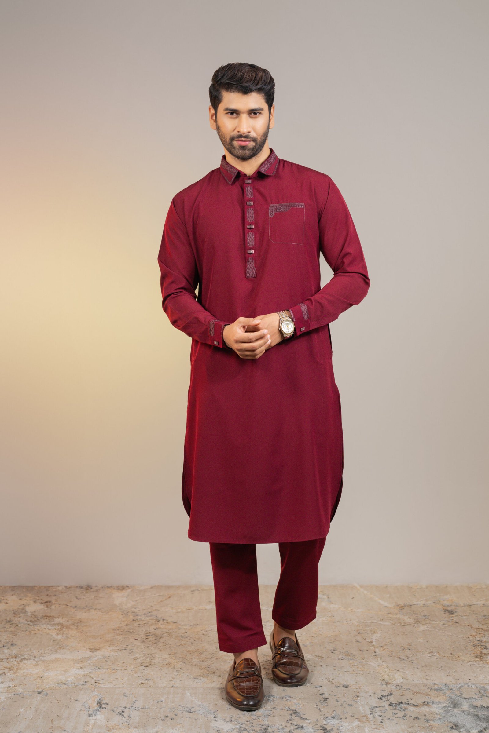 1. (Maroon) Premium Kabli set for Men's.