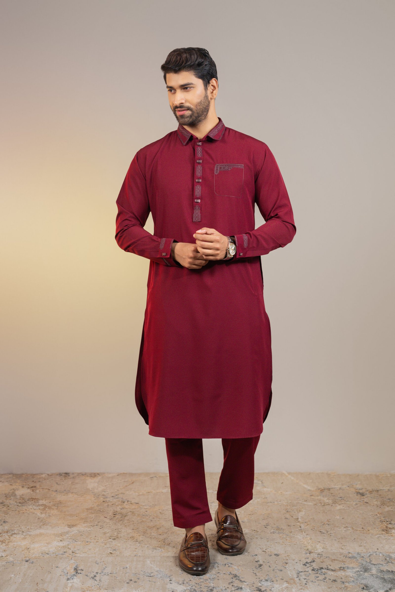 1. (Maroon) Premium Kabli set for Men's.