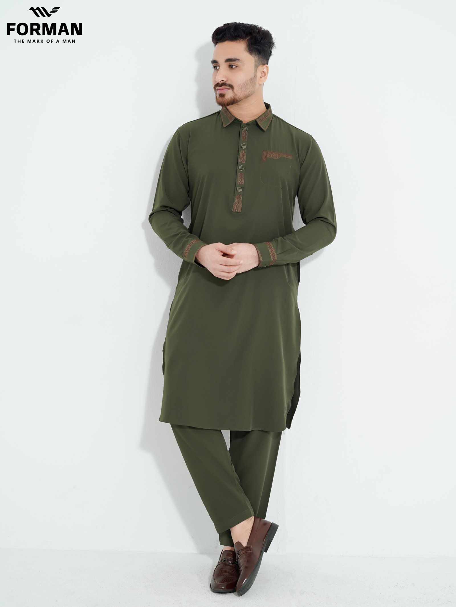 1.7 (Olive-S)Premium Kabli set for Men's.