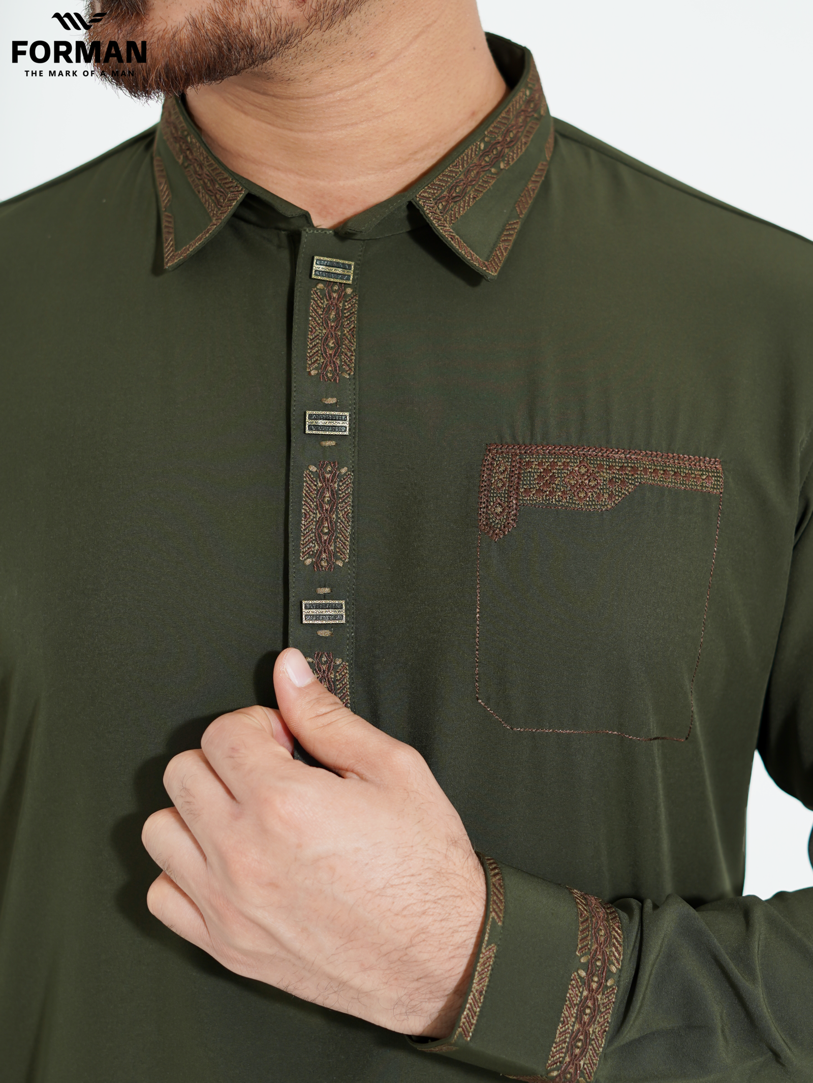 1.7 (Olive-S)Premium Kabli set for Men's.