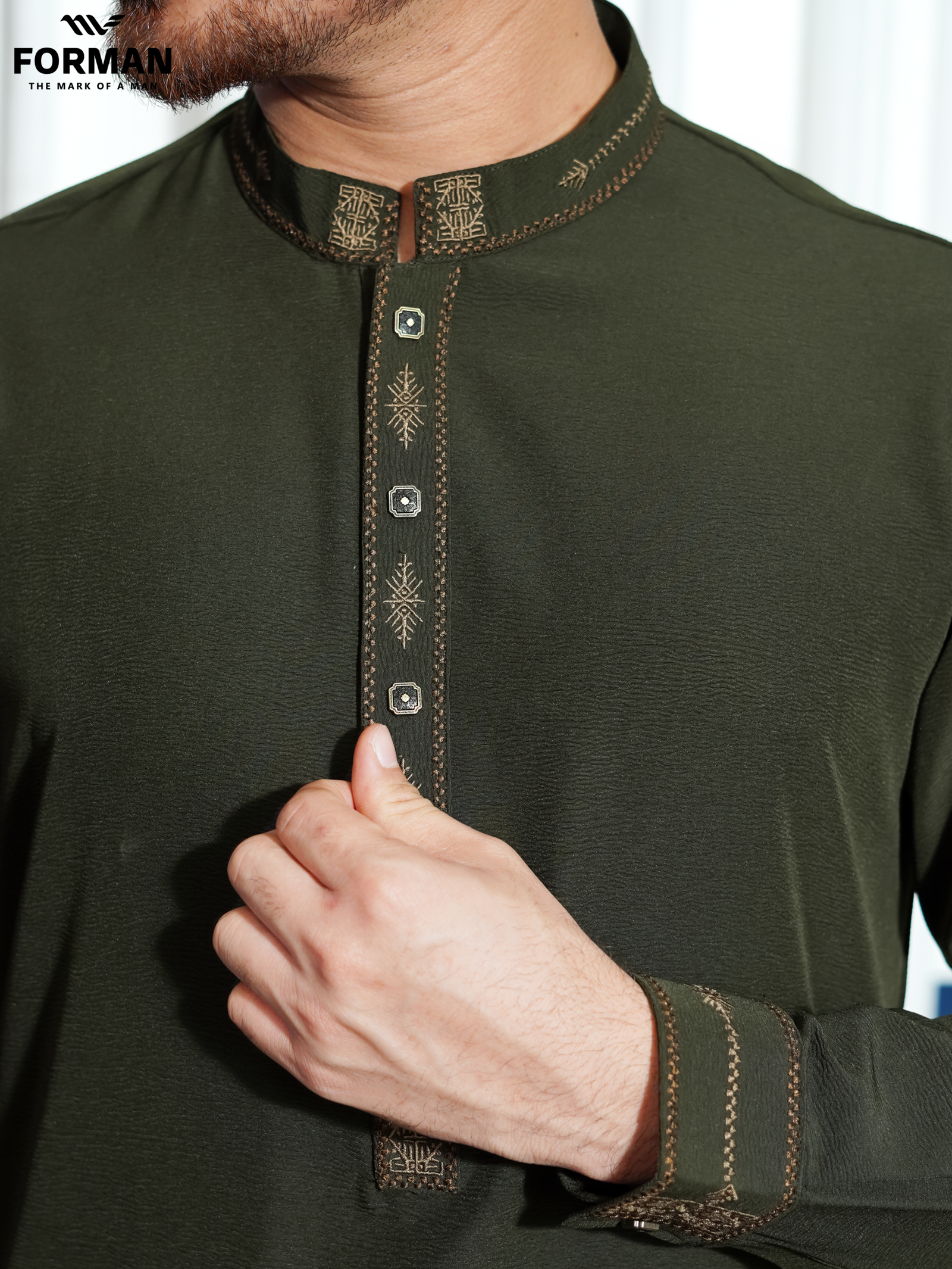 2.1 (JAF Deep Olive) Pakistani Style Kabli set for Man's