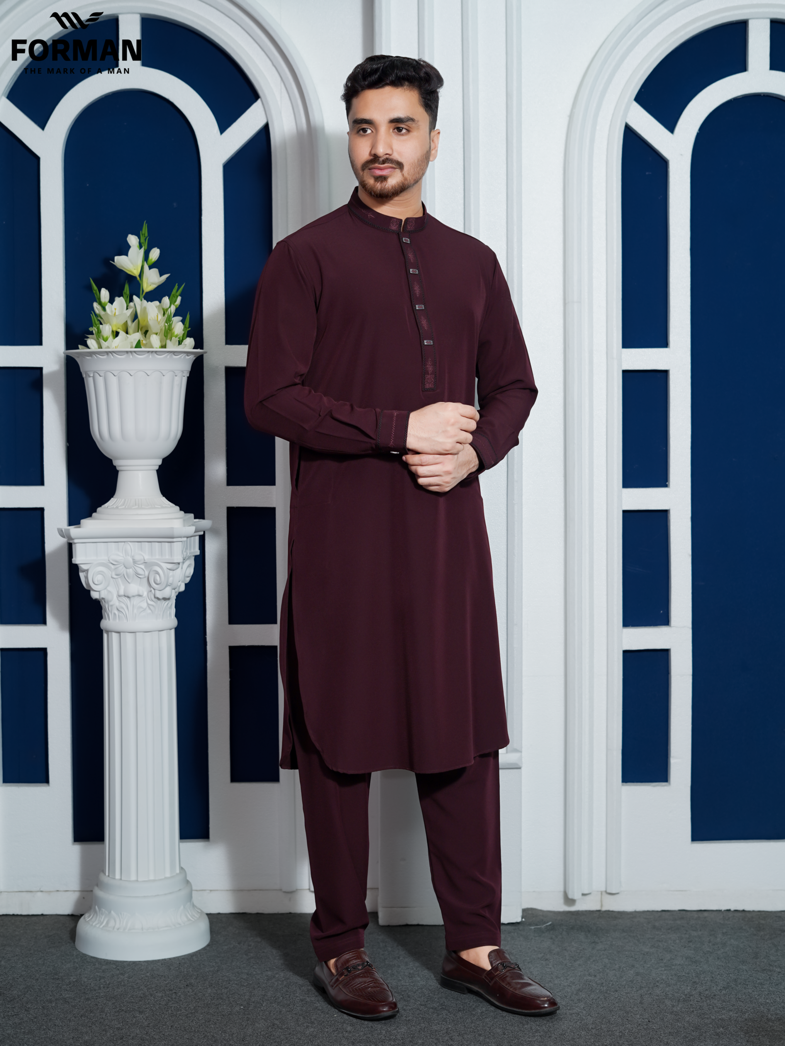 2.3 (Dark Maroon_ZAF) Premium Kabli set for Men's.